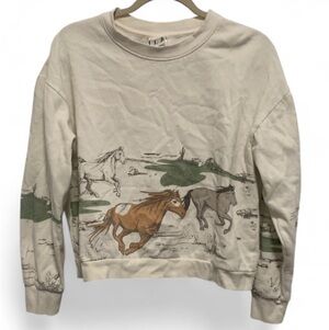 IML Horse Graphics Cropped Sweatshirt Size Large